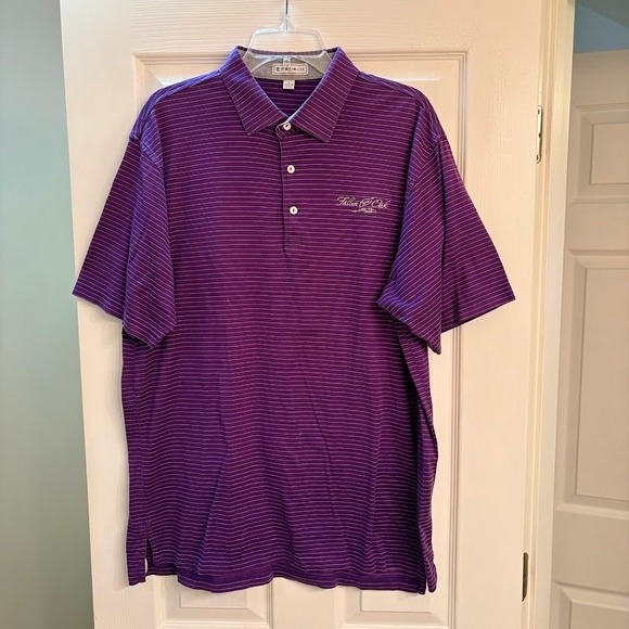 Peter Millar Other - Peter Millar Polo Shirt Mens L Purple Cotton Striped Fallen Oak Golf Classic L/S